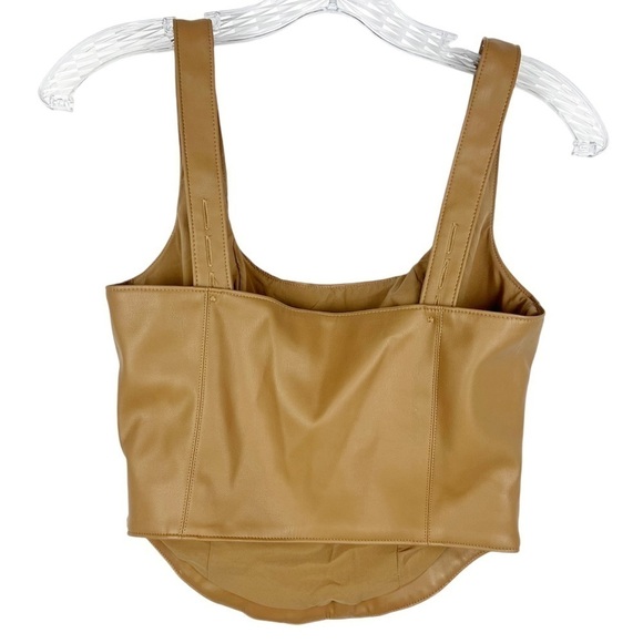 NEW Abercrombie women’s faux leather corset crop top size S brown - Picture 2 of 12